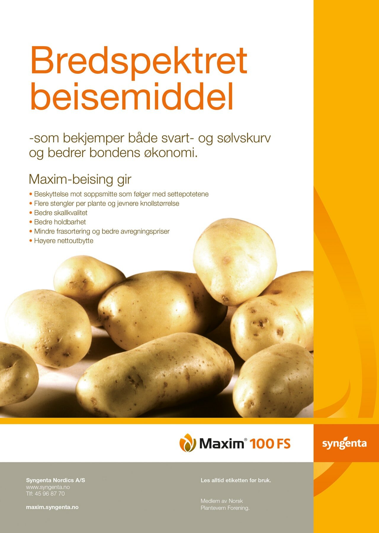 Annonse, Maxim – Bredspektret beisemiddel som bekjemper både svart- og sølvskurv.